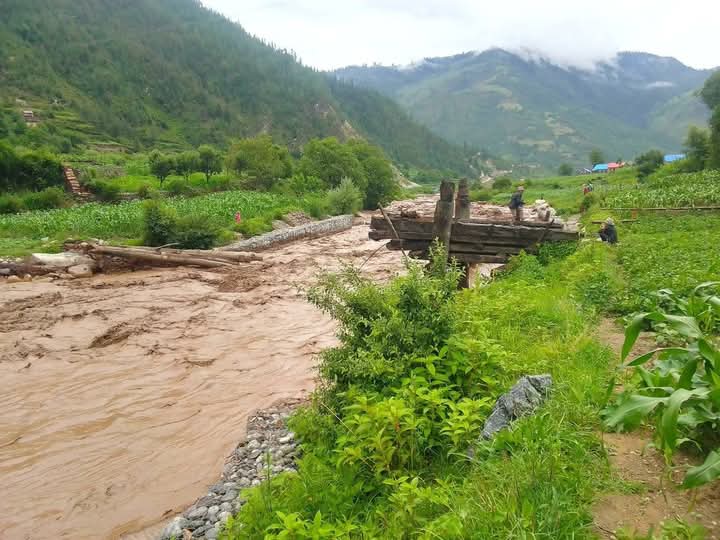 बेलुका ५ बजेबाट सुरु भएको लगातार वर्षाले पातारासी–२ स्थित काठे पुल बगाएको छ।